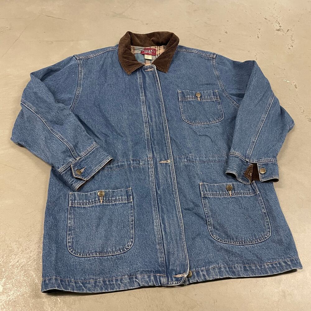Y2K denim flannel lined denim & co chore jacket